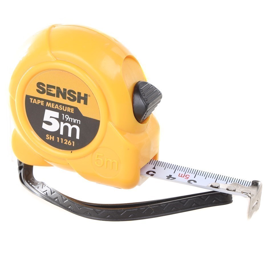 3 x SENSH Steel Metric Tapes Measure 5M x 19mm with ABS Case & Belt Clip.