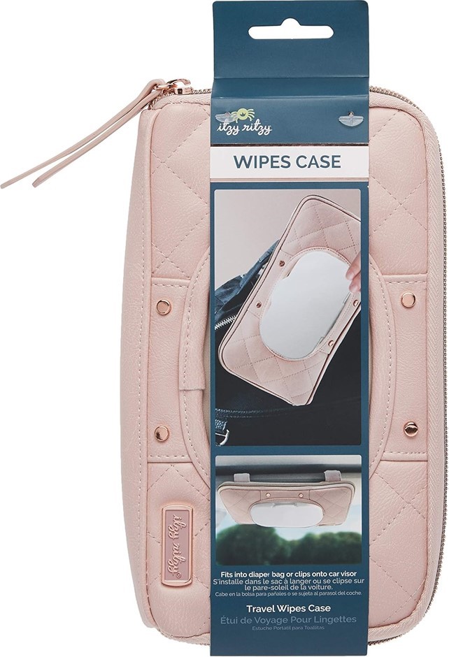 ITZY RITZY Travel Portable Wipes Case, On-The-Go Baby Wipes Holder Includin