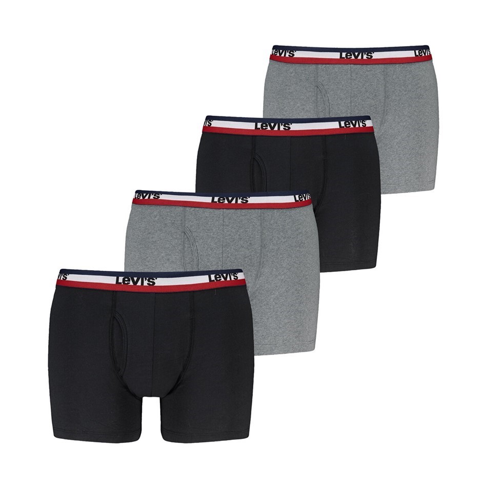 4-Pack LEVI'S Men's Boxer Briefs, Size S, 95% Cotton, Black/Grey. Buyers N