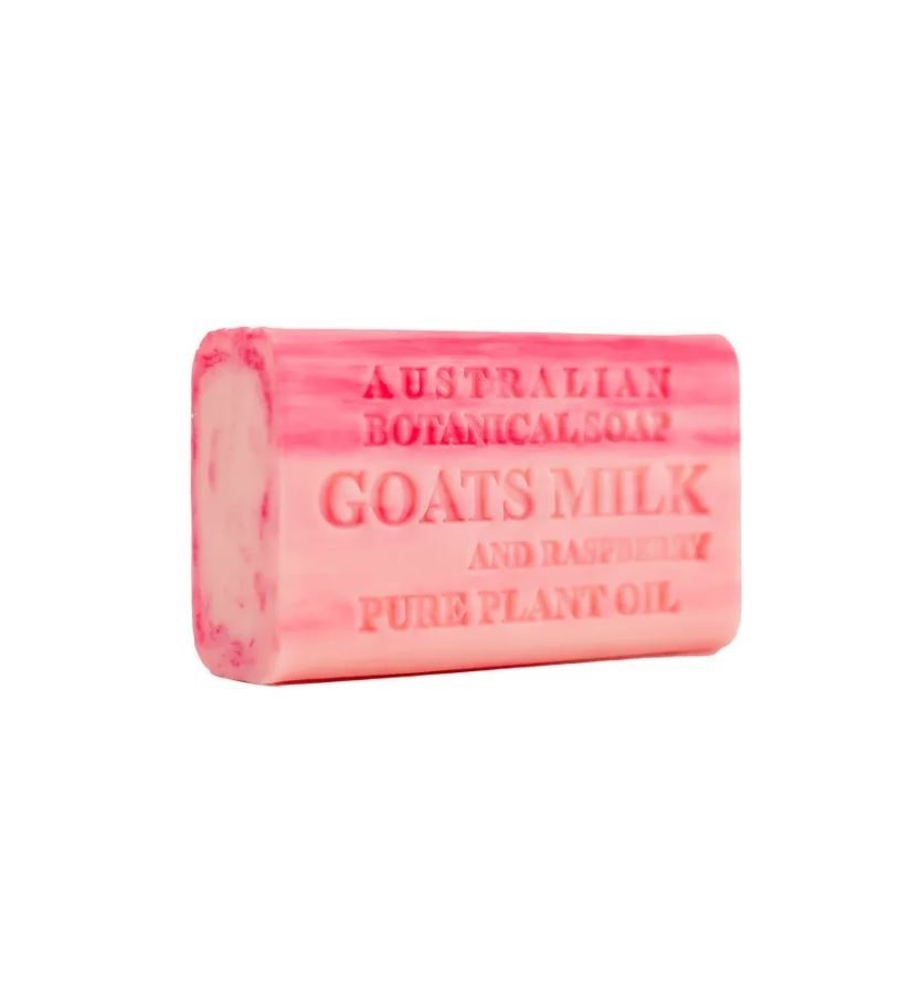 8 x AUSTRALIAN BOTANICAL Soap Bar Goats Milk & Raspberry, 200g. N.B: Damage
