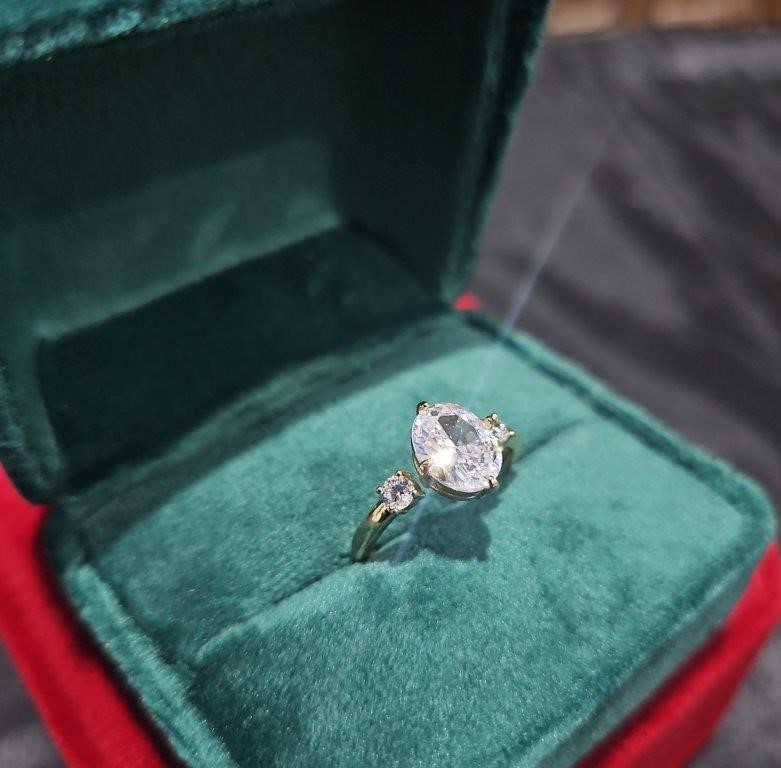 14K/Italy 3.0ct Oval Yellow Gold Filled Ring(Stamped)Warranty Quality-8US