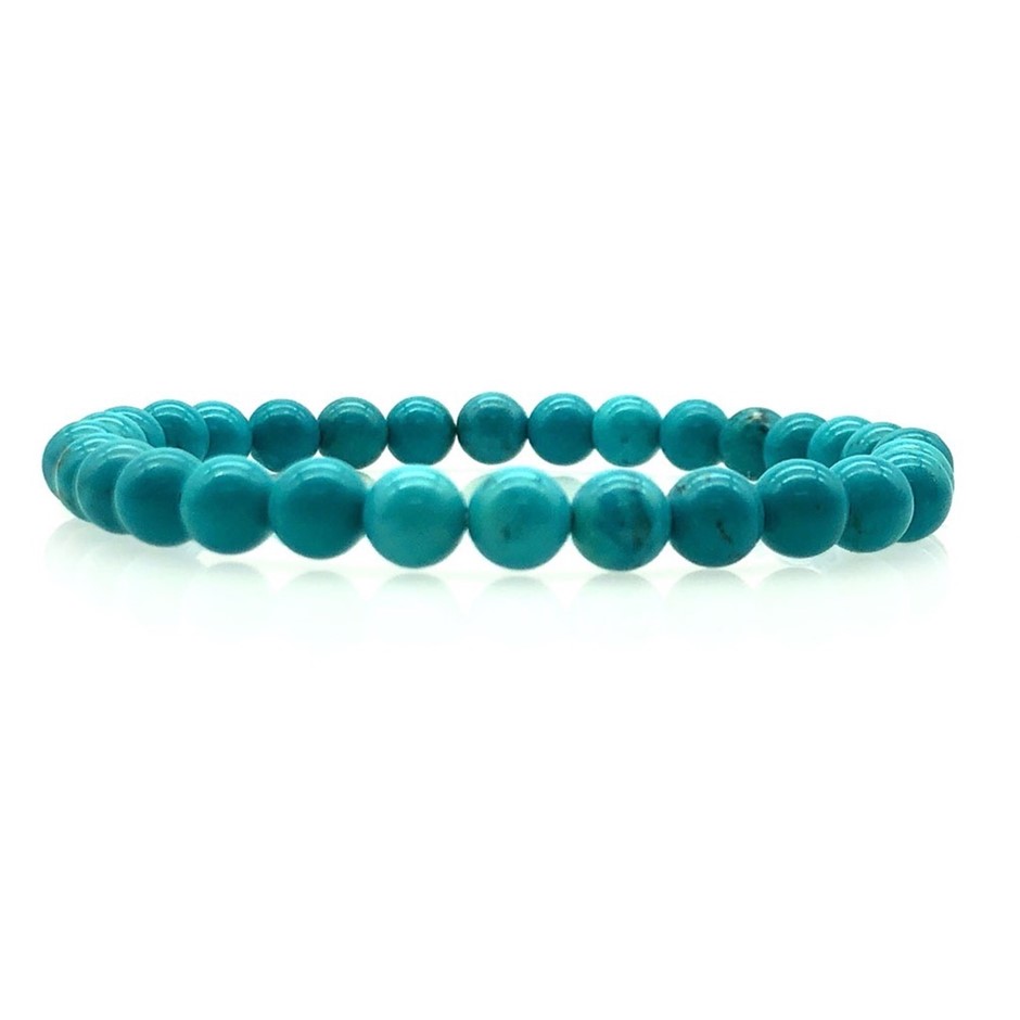 6mm Dyed & Heated Turquoise Gemstones Beaded Bracelet.