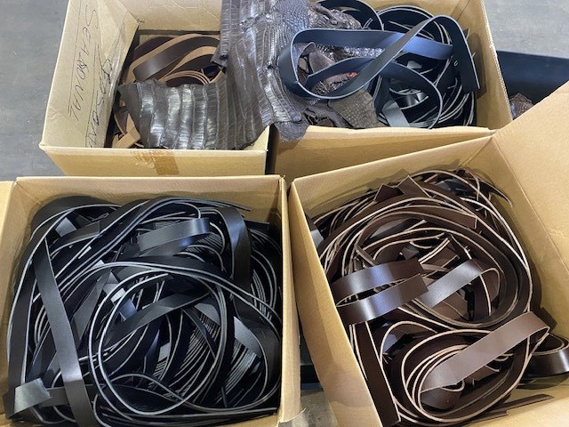 <p>Large Qty of Assorted Leather Straps, Butt Ends, Pallet</p>
