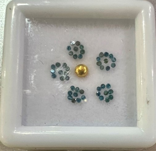 0.21 TCW Blue diamond various plus 0.13 Gram Gold