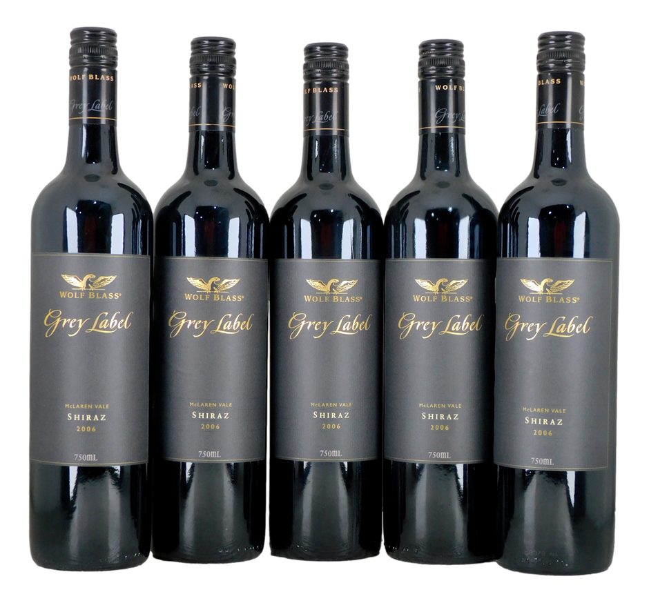 Wolf Blass Grey Label Shiraz 2006 (5x 750mL), Barossa Valley.