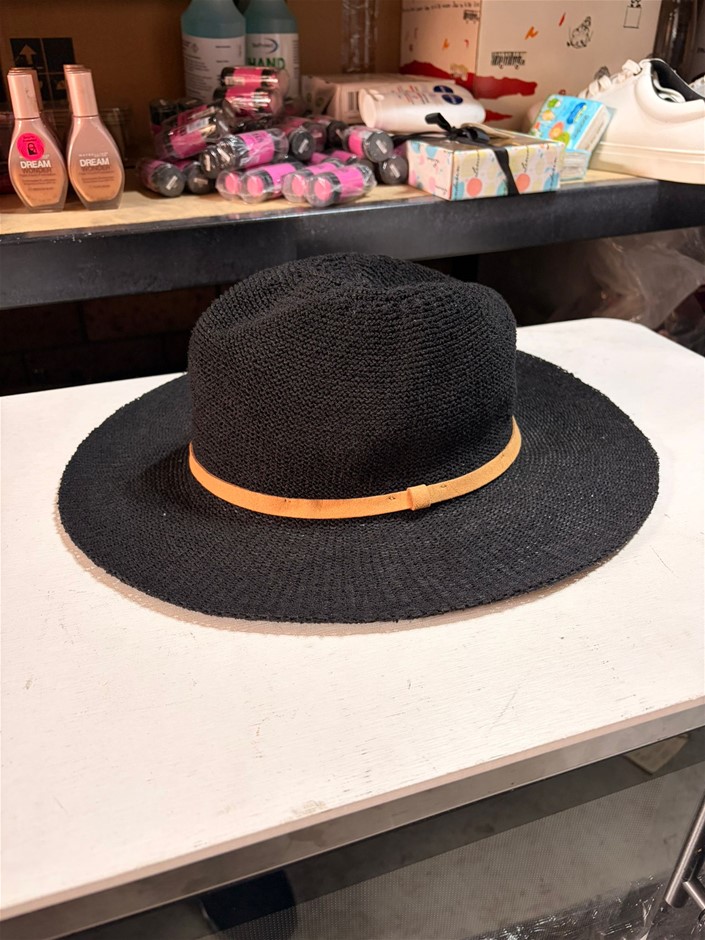 Women's Black Woven Summer Fedora