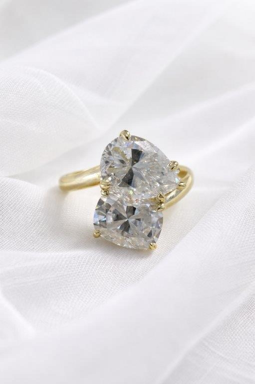 3.5ctw Moissanite Toi Et Moi Ring 18K Gold on Solid Sterling Silver