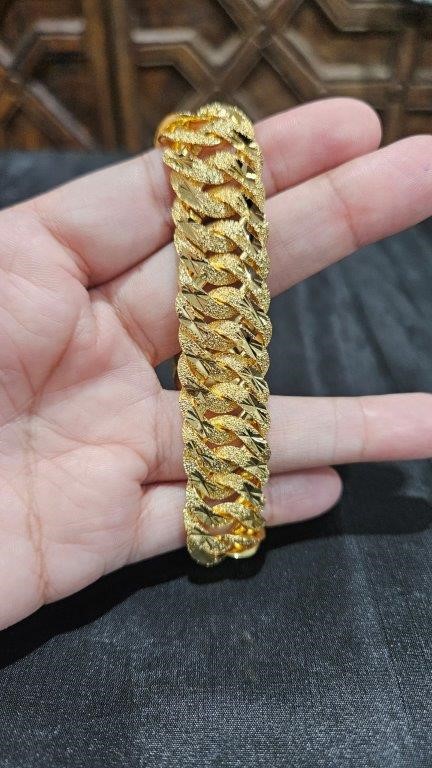 24k Triple Yellow Gold Plated Bracelet -Stamped (24k)