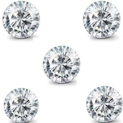 5 white diamonds round 0.09 carat