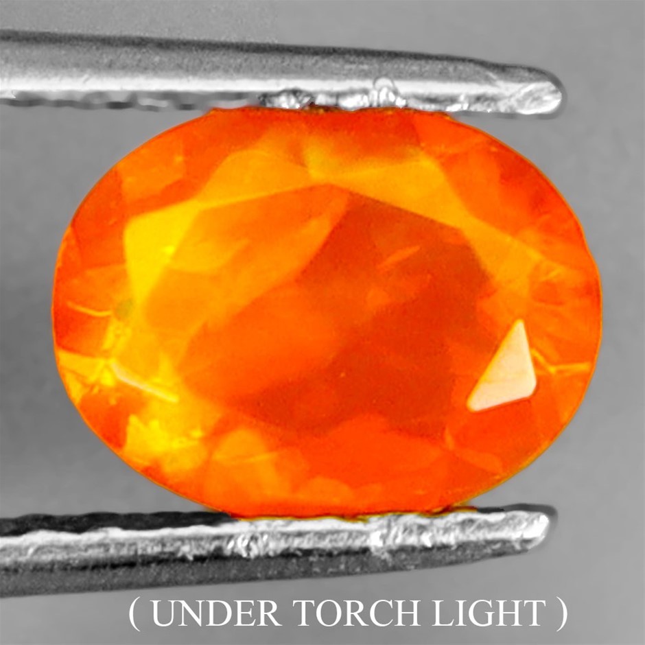 1.20ct Oval Facet Cut Hot Rainbow Orange Opal Gemstone - 1Pc