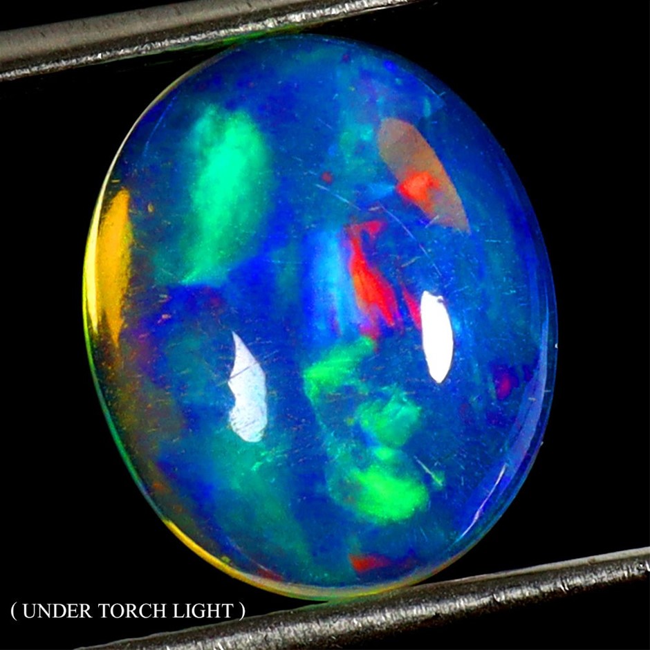 2.99ct Oval Cabochon Cut Hot Rainbow Fire Opal Gemstone - 1Pc