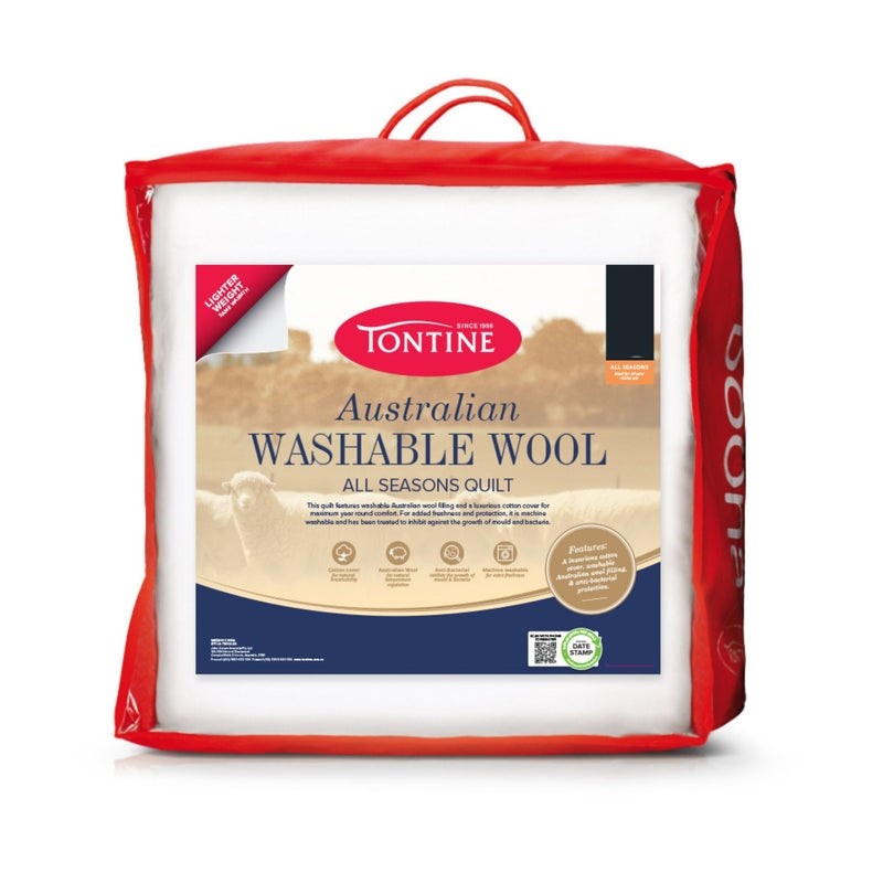 TONTINE Lightweight Australian Washable Wool Quilt Doona, Size: Double, Whi