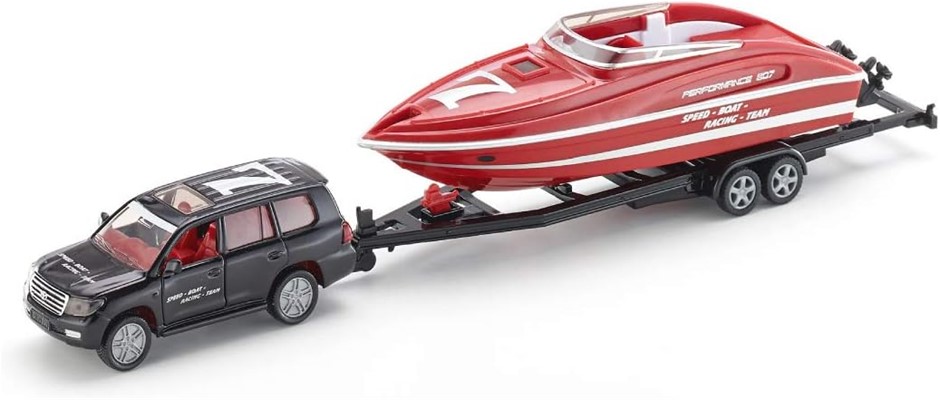 SIKU Toyota Car with Motorboat - 1:55 Scale. NB: Damaged packaging.