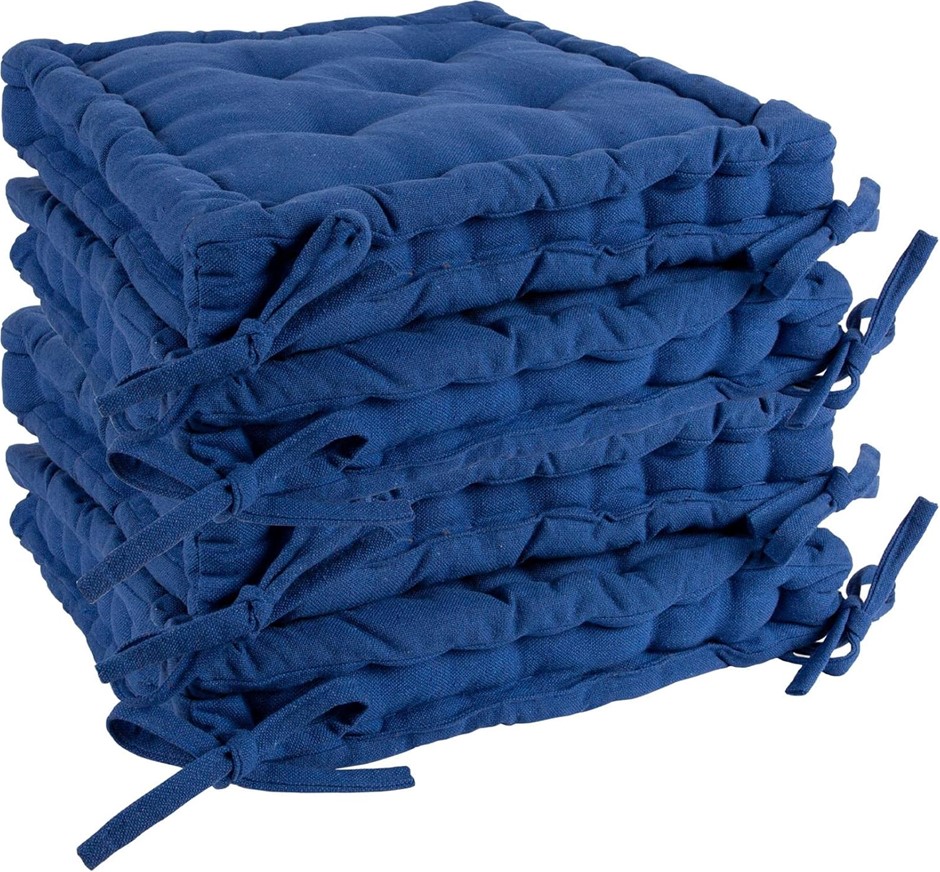 NICOLA Spring Blue Seat Cushions - Pack of 4 - French Mattress Dining Chair