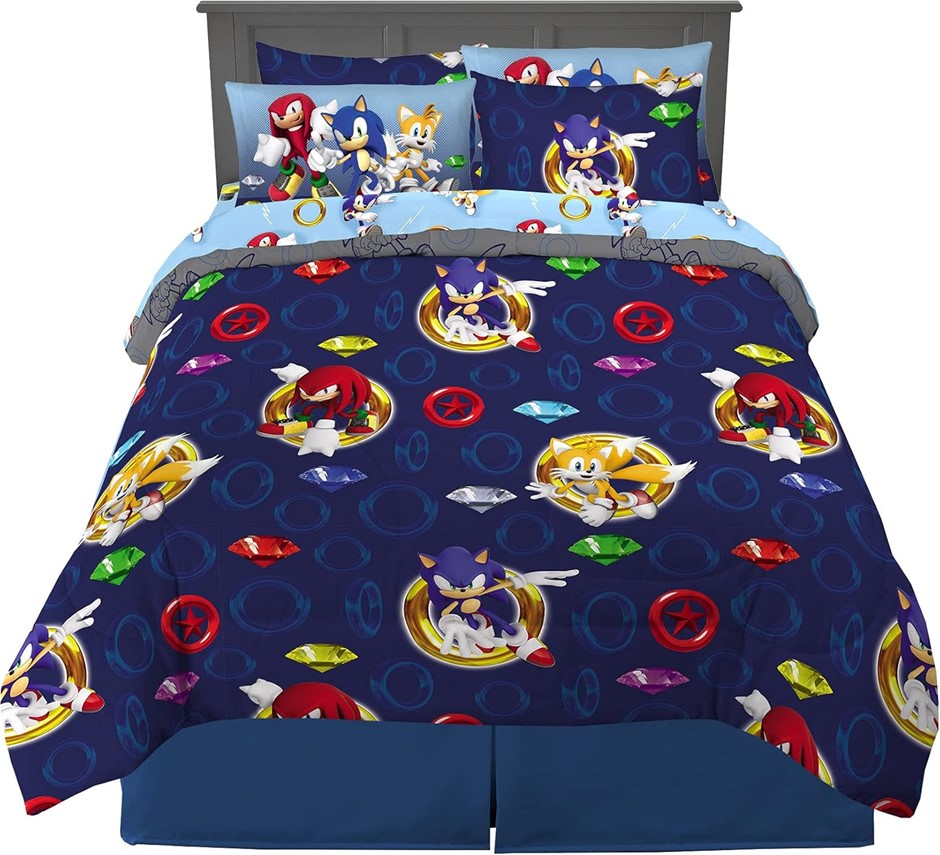 FRANCO Sonic The Hedgehog Anime Kids Bedding Super Soft Comforter and Sheet