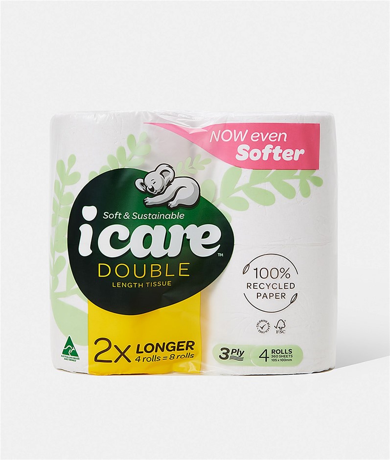 6 x ICARE 4pk Toilet Paper, 3-ply.