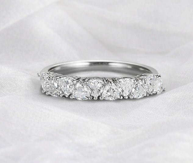 1ctw Moissanite Trillion Cut Eternity Ring 18K Gold Solid Sterling Silver