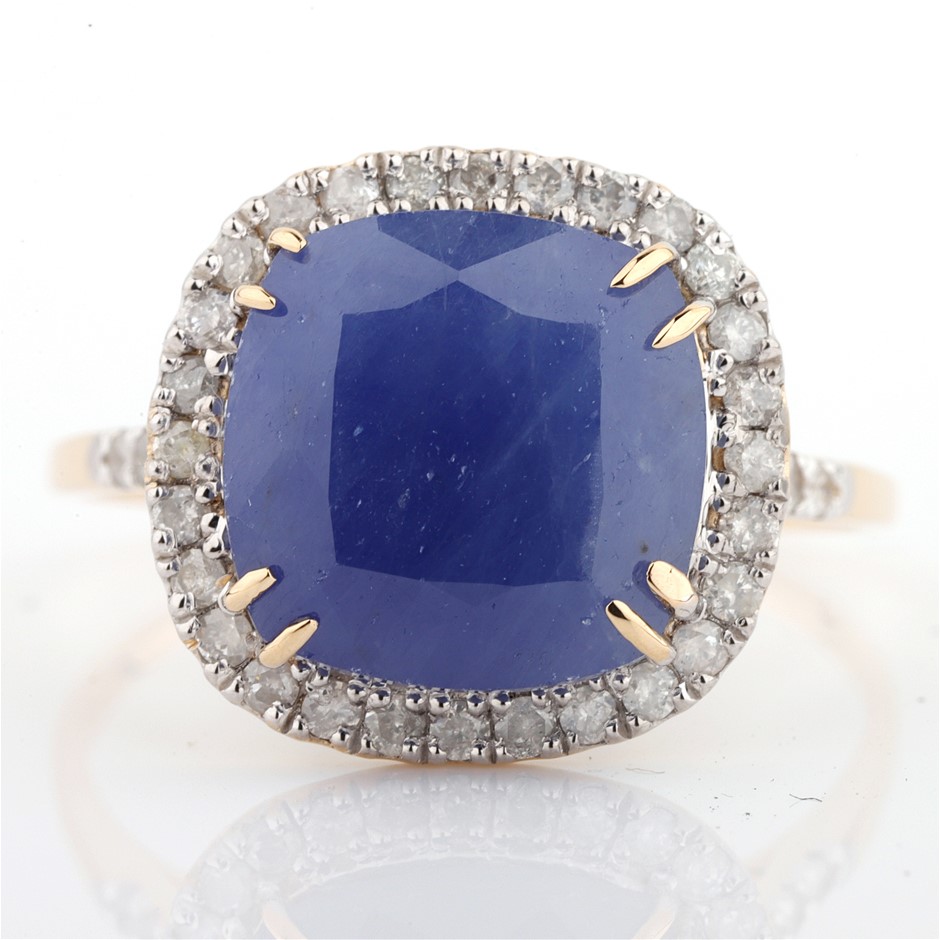 14k Yellow Gold Natural unheated, Sapphire & Diamond Ring with Valuation