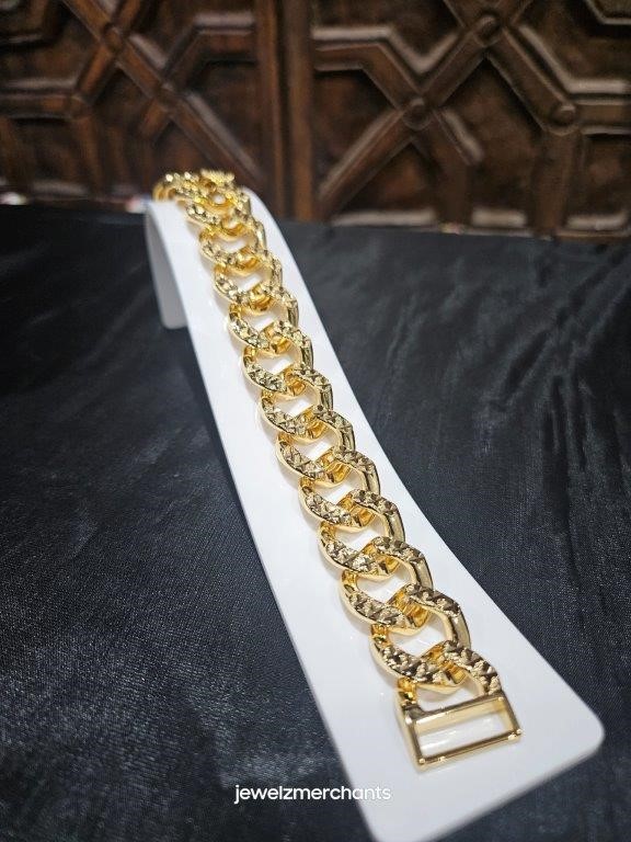 22KGold Filled /Italy Stamped Yellow Bracelet -19CM-16MM