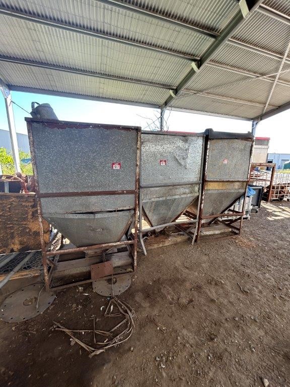 6 x Fabricated metal/Tin Hopper Units on Stands