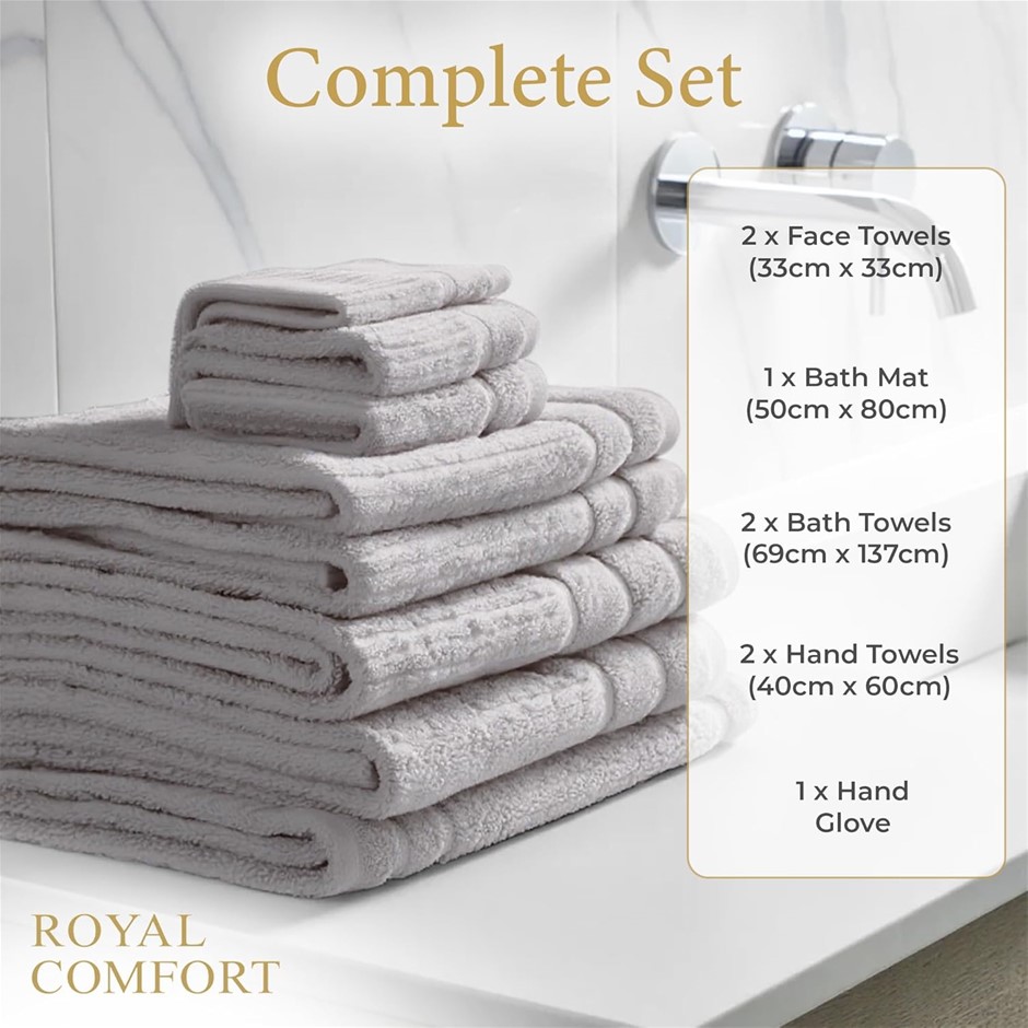 ROYAL COMFORT Luxury Bath Towels Set Egyptian Cotton 600GSM Ultra Soft & Ab