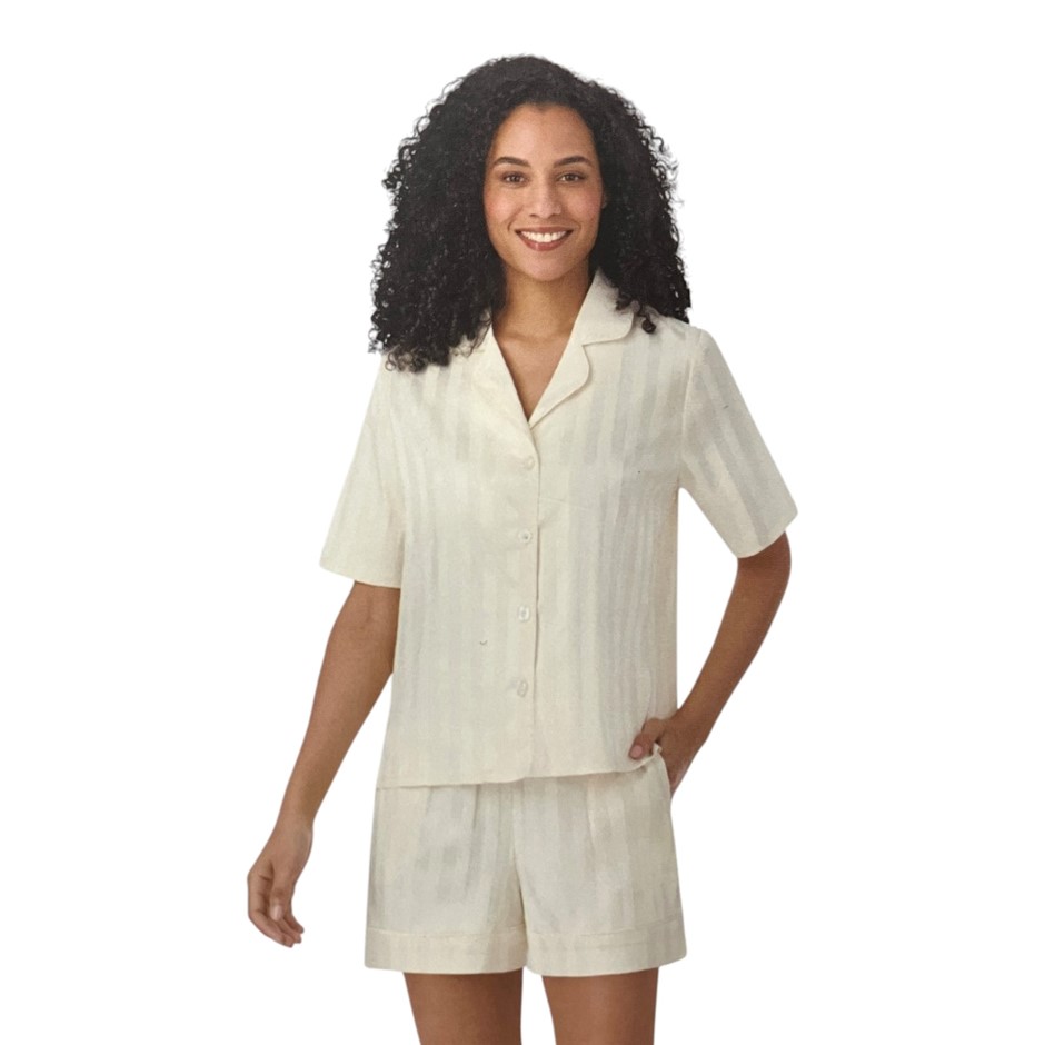 MIDNIGHT By CAROLE HOCHMAN Women's 2pc Satin PJs, Size S, Ivory.