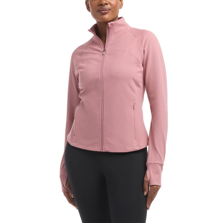 DANSKIN Women's Satin Stitch Yoga Jacket, Size M, Nostalgia Rose.