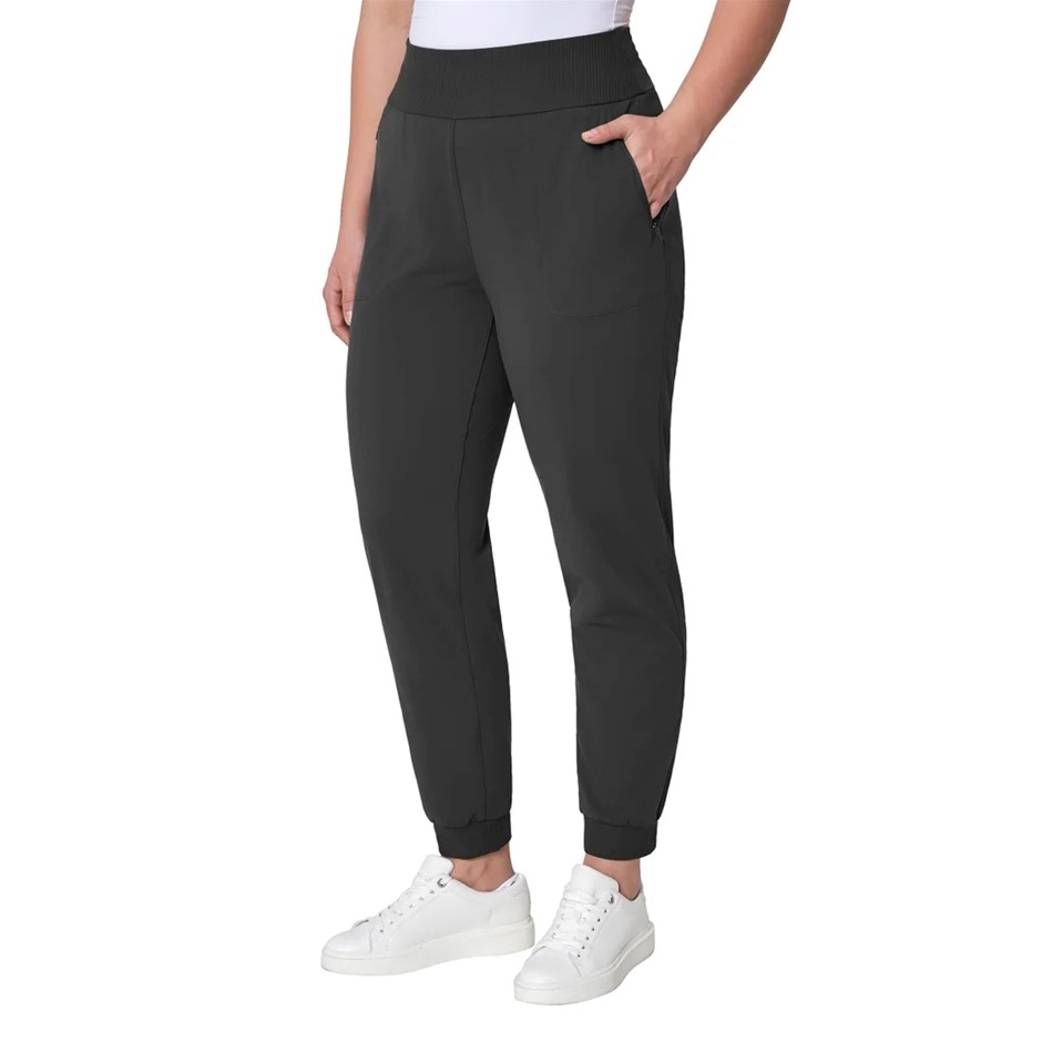 MONDETTA Women's Active Mixed Media Jogger, Size M, Black.