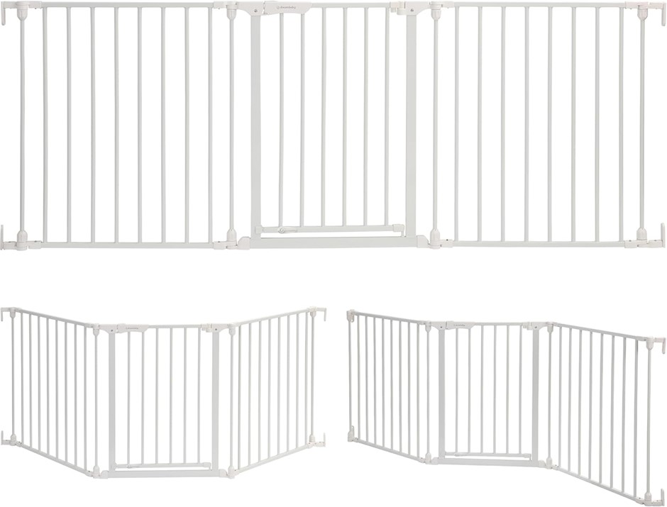 Dreambaby Discovery Metal Baby Gate, Extra-Wide 3-Panel Walk-Through Gate f