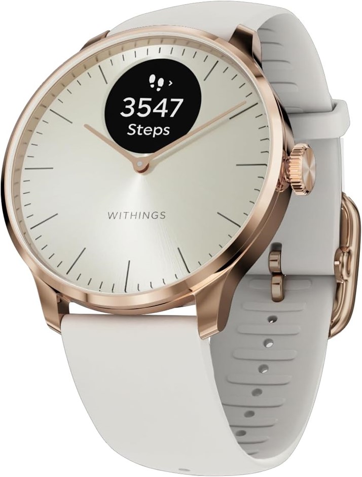 WITHINGS Scanwatch Light Hybrid Smartwatch, 37mm, Rose Gold. NB: Used.