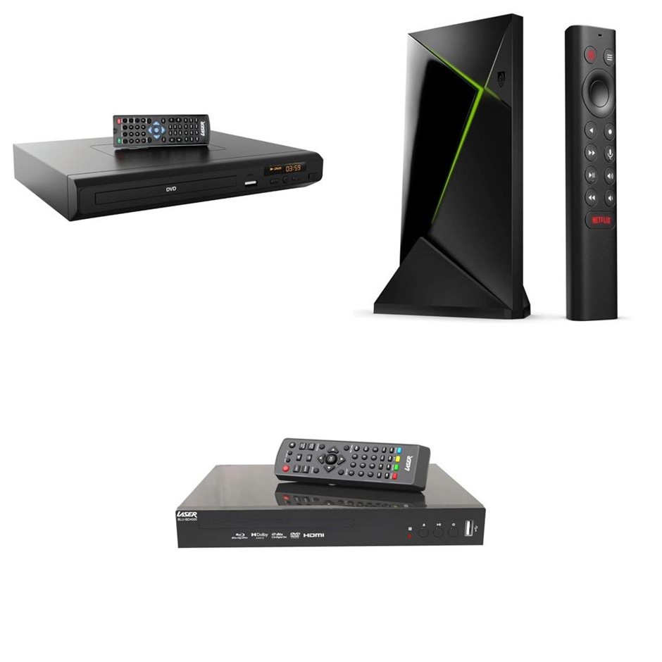 3 x Assorted Home Media Devices. 1 x LASER DVD CD Player HD012. 1 x NVIDIA