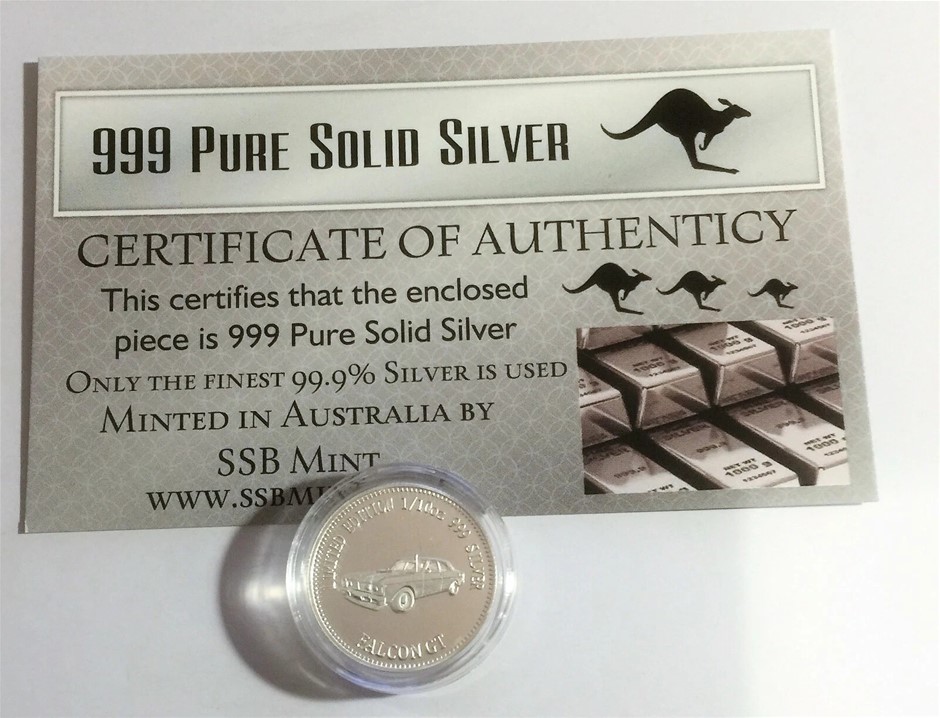 FORD FALCON GT 351 Certified 1/10th Oz (Approx) 999 Silver Bullion Coin