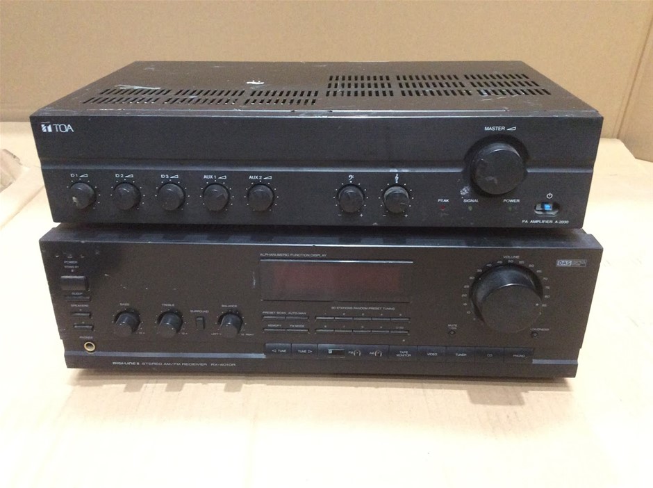 TOA A-2030 PA Amplifier + Pioneer RX-401S Stereo AM/FM Receiver