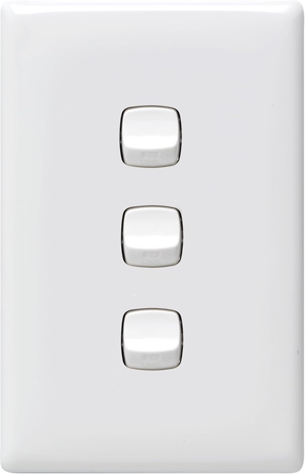 HPM Linea 3-Gang 10 A Switch, White.