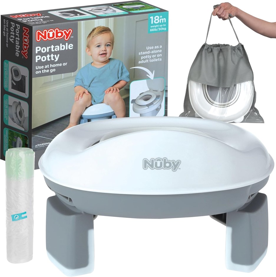 Nuby On-The-Go Portable Potty Seat - Travel Toilet Seat for Boys and Girls