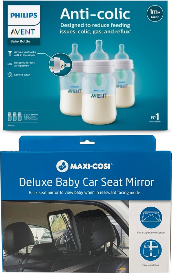 BUNDLE: Maxi-Cosi Deluxe Baby Car Seat Mirror + Philips Avent Anti-Colic Ba