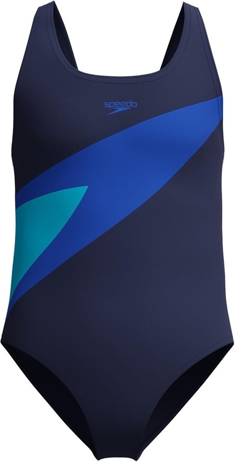 SPEEDO Girl's HyperBoom Splice One Piece Swimsuit, Peacoat/Sapphire, 13-14