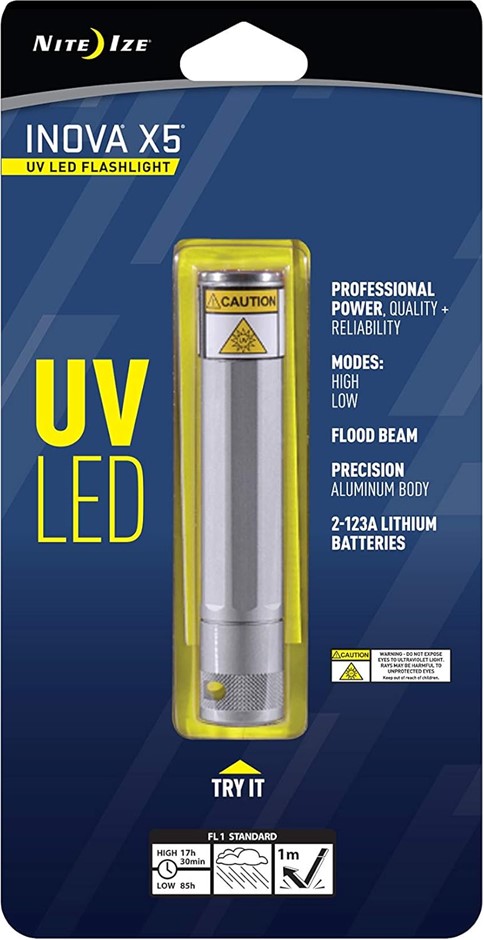 Nite Ize X5 UV LED Flashlight Titanium/Ultraviolet LED NB: opened packaging