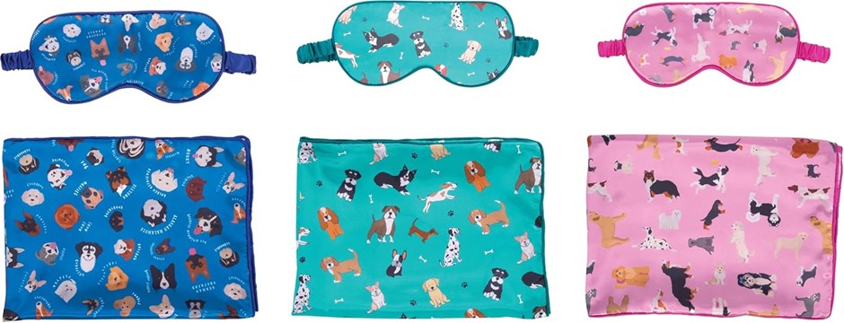 2 X IS GIFT The Dog Collective Satin Sleep Mask and Pillow Set.