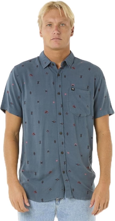 RIP CURL Men's Max Energy Short Sleeve Shirt, Size S, Pine Night, 04XMSH. R