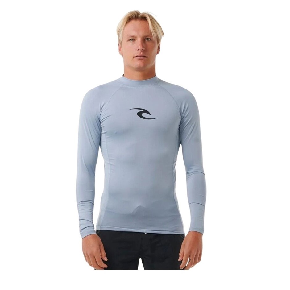 RIP CURL Men's Long Sleeve Sun Protection Rash Guard, Size L, Sparky Blue.