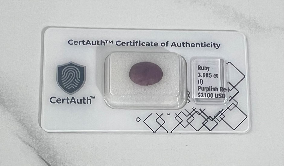 3.985 carat red ruby certified usd val $2,100