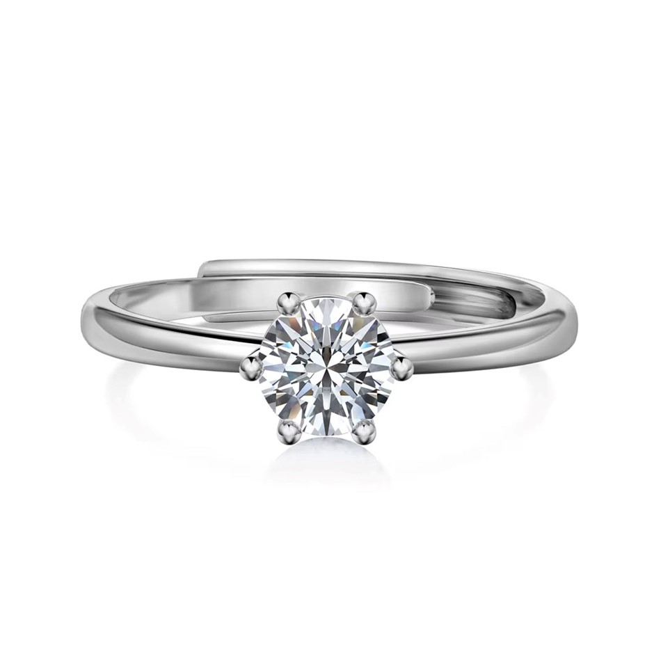 0.5ct Oval Cut GRA Certified Moissanite 925 Sterling Silver Ring - Size 6