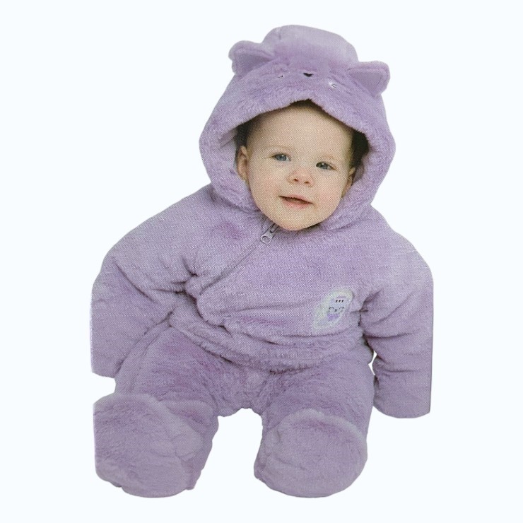 PEKKLE Baby's 1pc Onesie, Size 18M (1-2), Light Purple/Cat. Buyers Note -