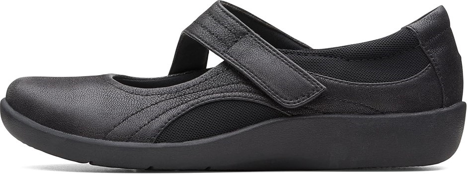 CLARKS Women's Sillian Bella Mary Jane Flat, US11M/EU42.5, Black Synthetic