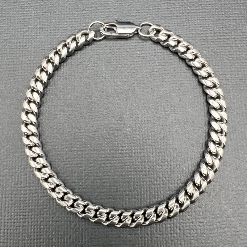 Silver-Filled Cuban Link Chain Bracelet, 6MM Wide - 21.5cm