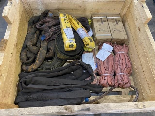 <p>Qty of Assorted New & Used Soft Slings & 2 Lever Hoists</p>