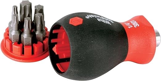 Wiha 38045 Stubby Screwdriver With Six-In-One Insert Bits, Torx