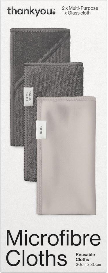 Thankyou Microfibre Multi-Purpose Cleaning Cloth (Pack of 3, 30x30CM)