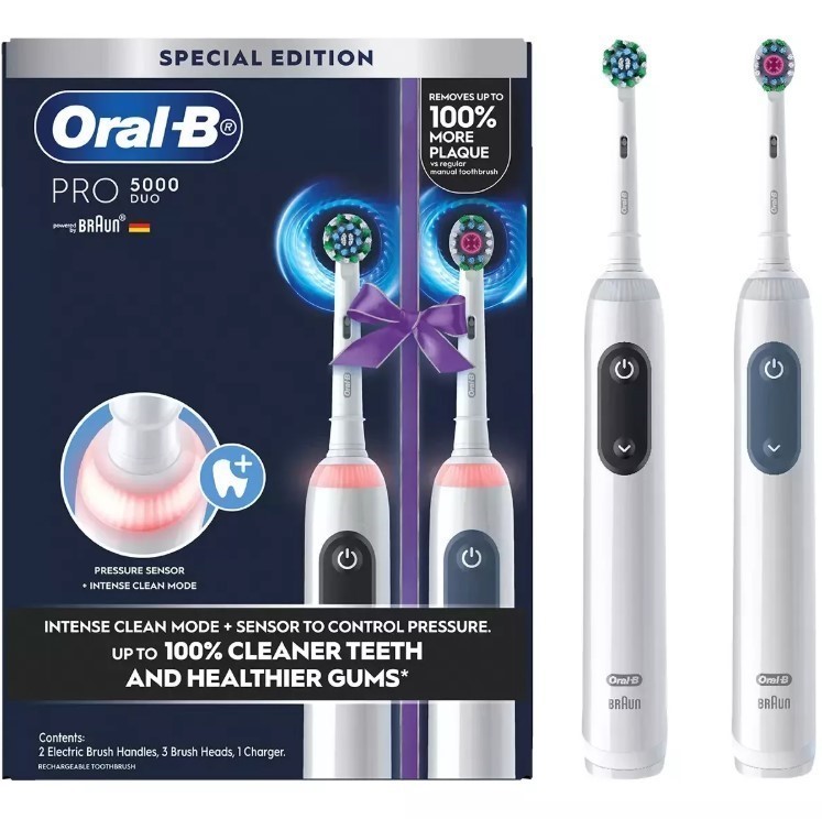 ORAL-B Braun Pro 5000 Electric Toothbrush Duo Pack Rechargeable. NB: No bru